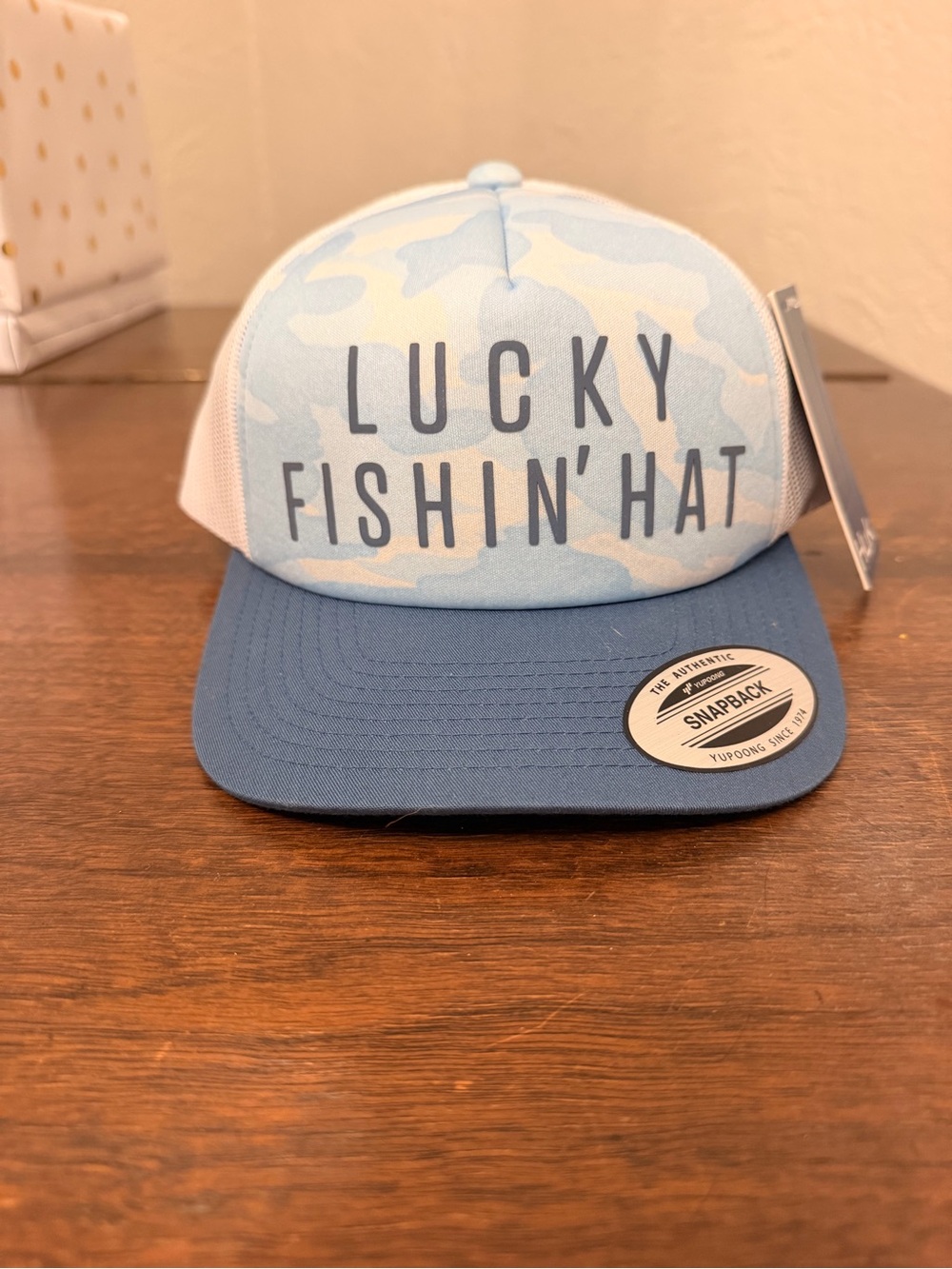 NWT Huk Kids Trucker Hat - Light Blue Camo with Blue Bill